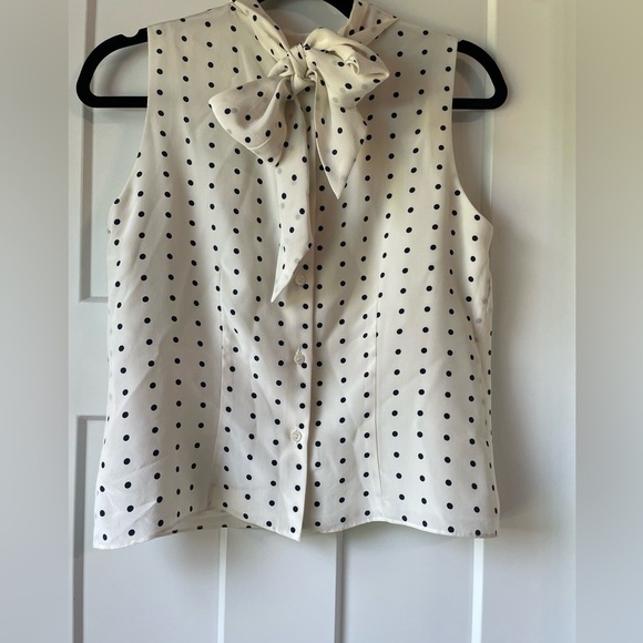 Vintage 90’s Silk Polka Dot Top Size 6P - Picture 6 of 9